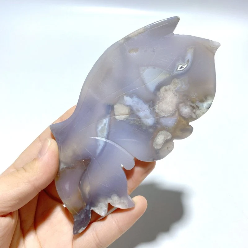 Beautiful Sakura Flower Agate Butterfly Wing Carving With Stand - Image 4