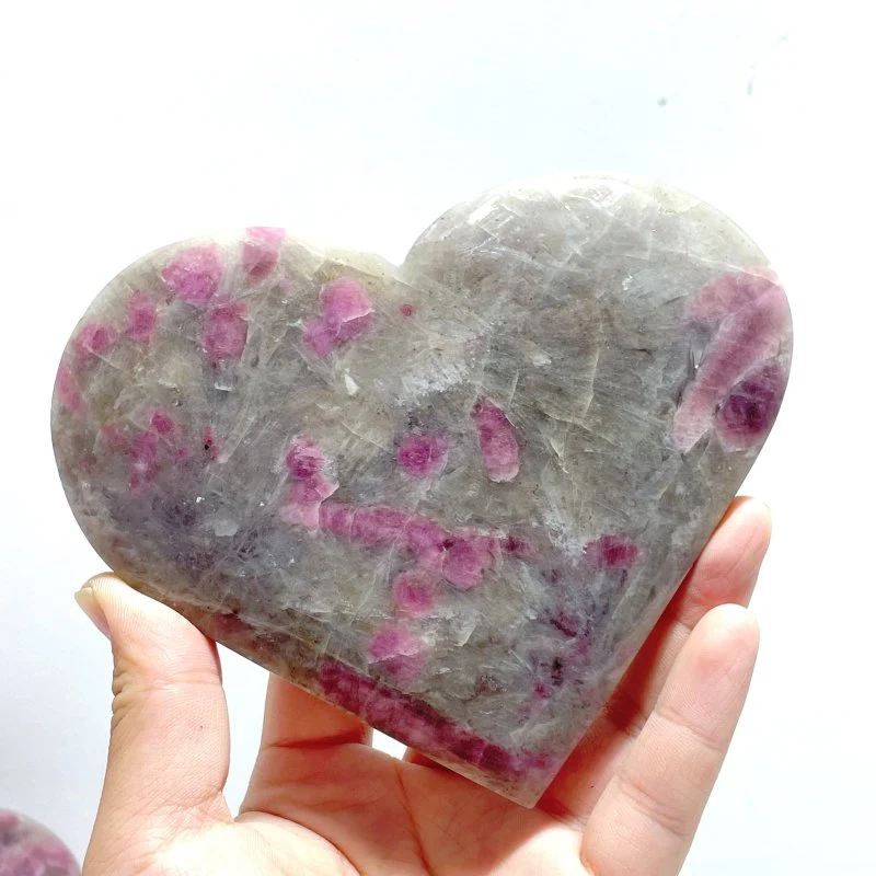 7 Pieces Pink Tourmaline Heart With Stand - Image 3