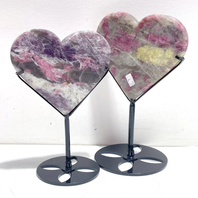 7 Pieces Pink Tourmaline Heart With Stand - Image 5