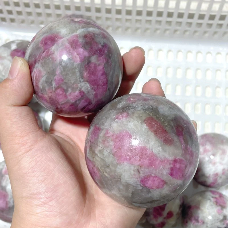 11 Pieces Pink Tourmaline Spheres Balls