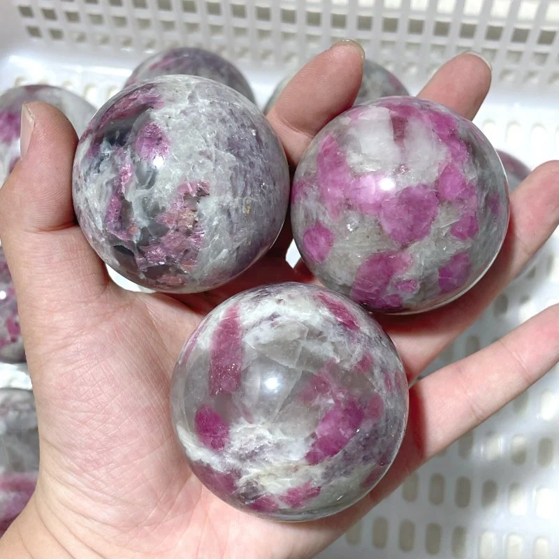 11 Pieces Pink Tourmaline Spheres Balls - Image 2