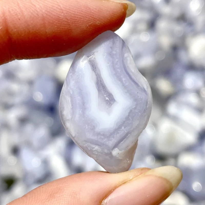 Polished Blue Lace Agate Gravel Tumbled Mixed Size Closeout