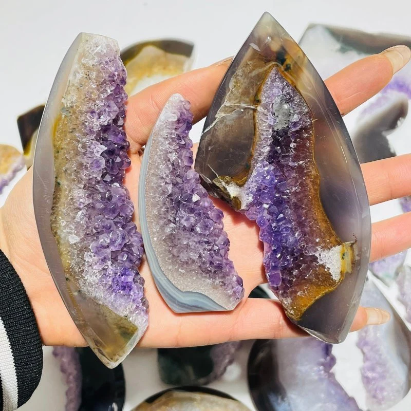 24 Pieces Polished Geode Amethyst Mixed Agate Leftover Slab - Image 3