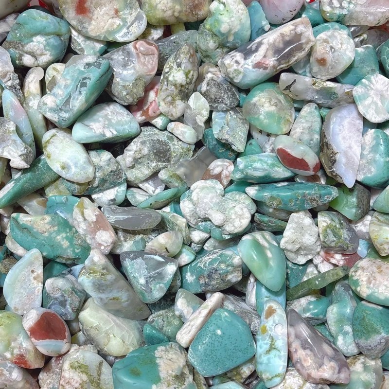 Polished Green Sakura Flower Agate Free Form Mixed Size Wholesale