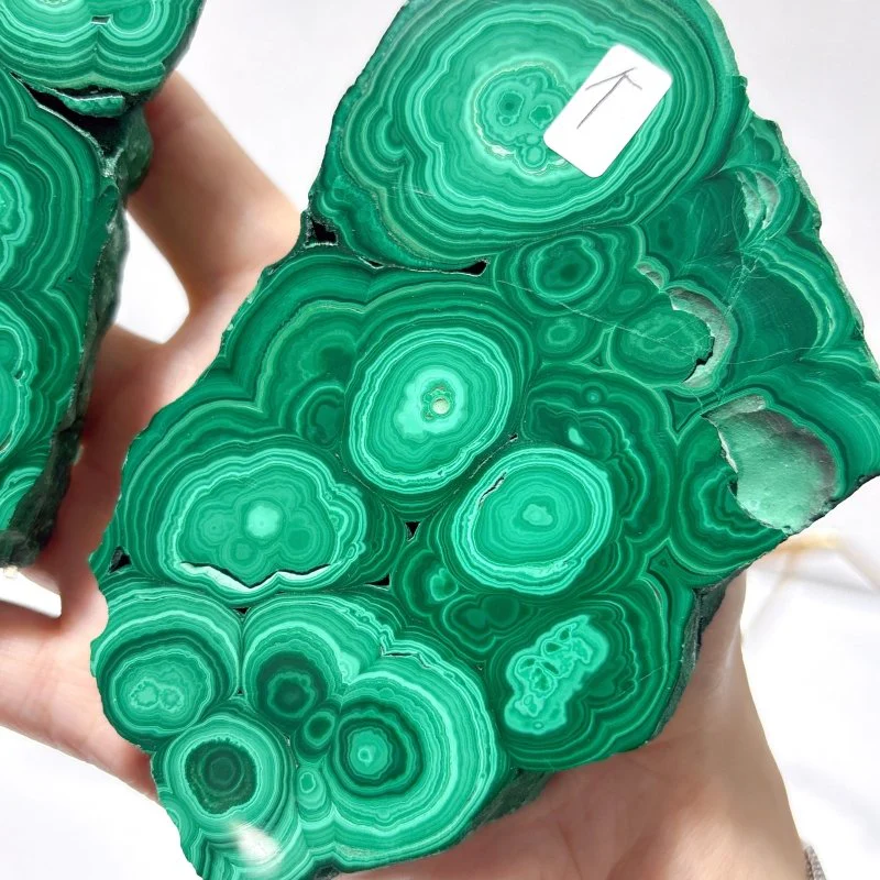 2 Pairs Polished Malachite Raw Slab Butterfly Wing Crystal Carving With Stand (#1) - Image 4