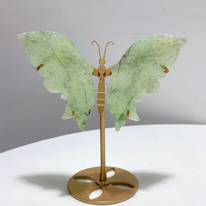 4 Pairs Prehnite Butterfly Wing With Stand - Image 4