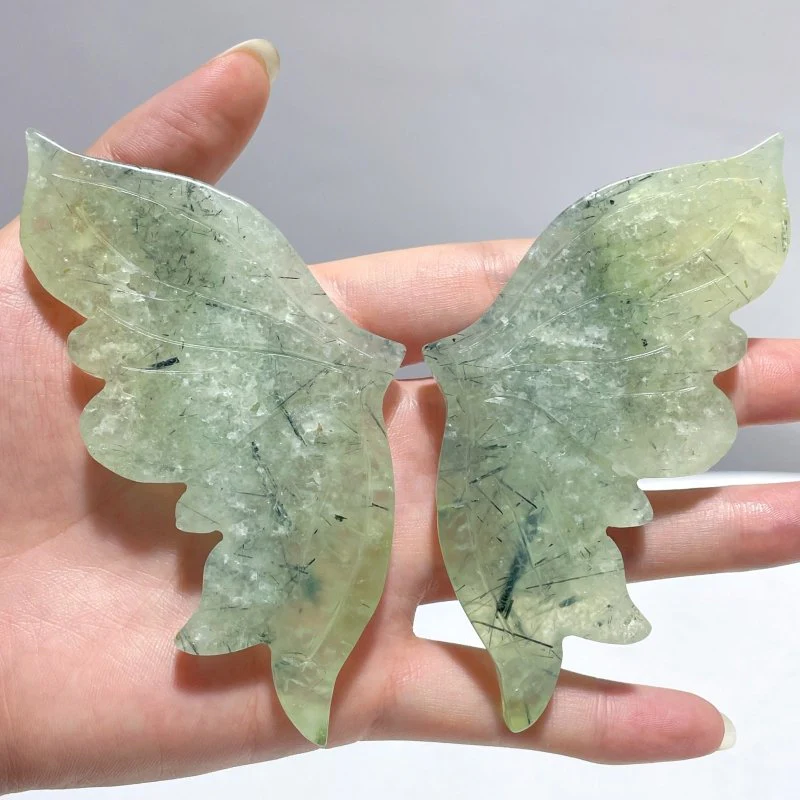 4 Pairs Prehnite Butterfly Wing With Stand - Image 6