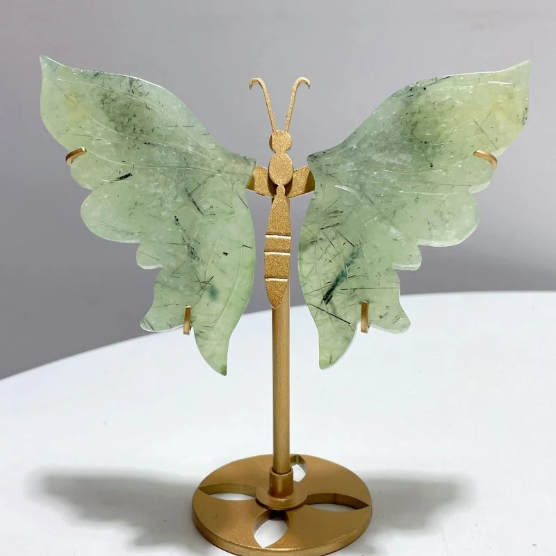 4 Pairs Prehnite Butterfly Wing With Stand - Image 7