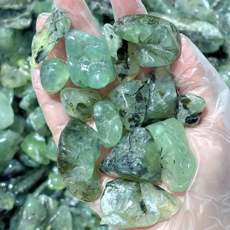 Polished Prehnite Gravel Chips Mixed Size Wholesale - Image 2