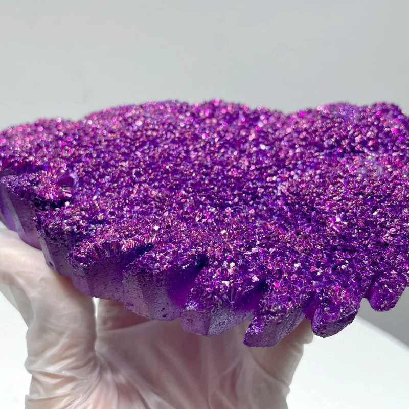 Purple Aura Quartz Cluster Angel Wing Carving With Stand - Image 3