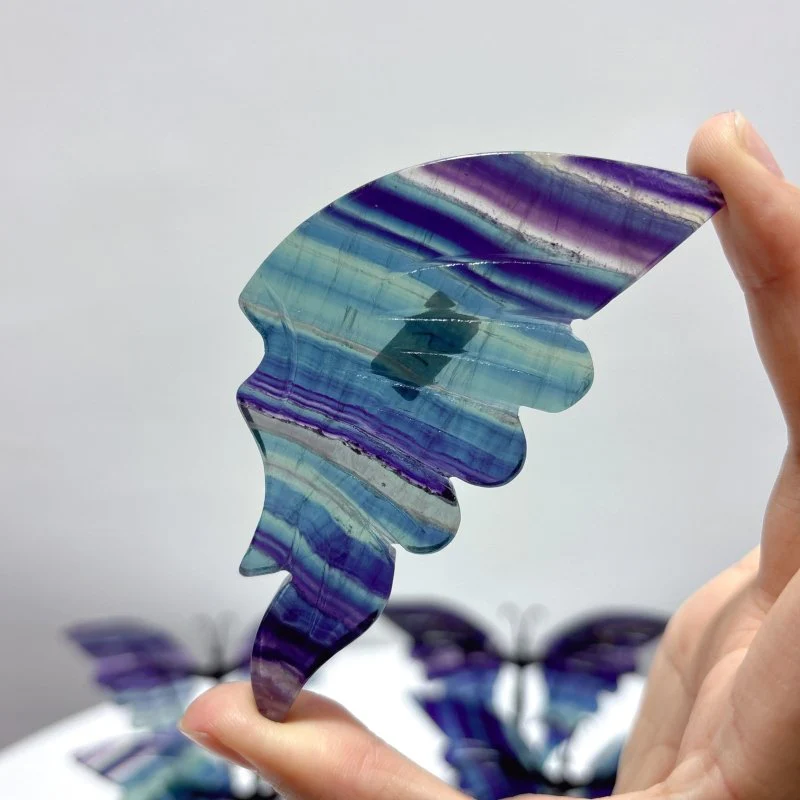 5 Pairs Fluorite Butterfly Carving With Stand - Image 6