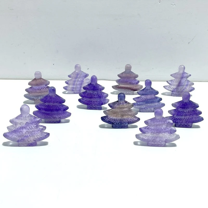Purple Fluorite Christmas Tree Carving Wholesale - Image 2