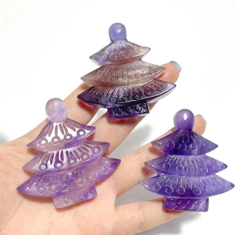 Purple Fluorite Christmas Tree Carving Wholesale - Image 6