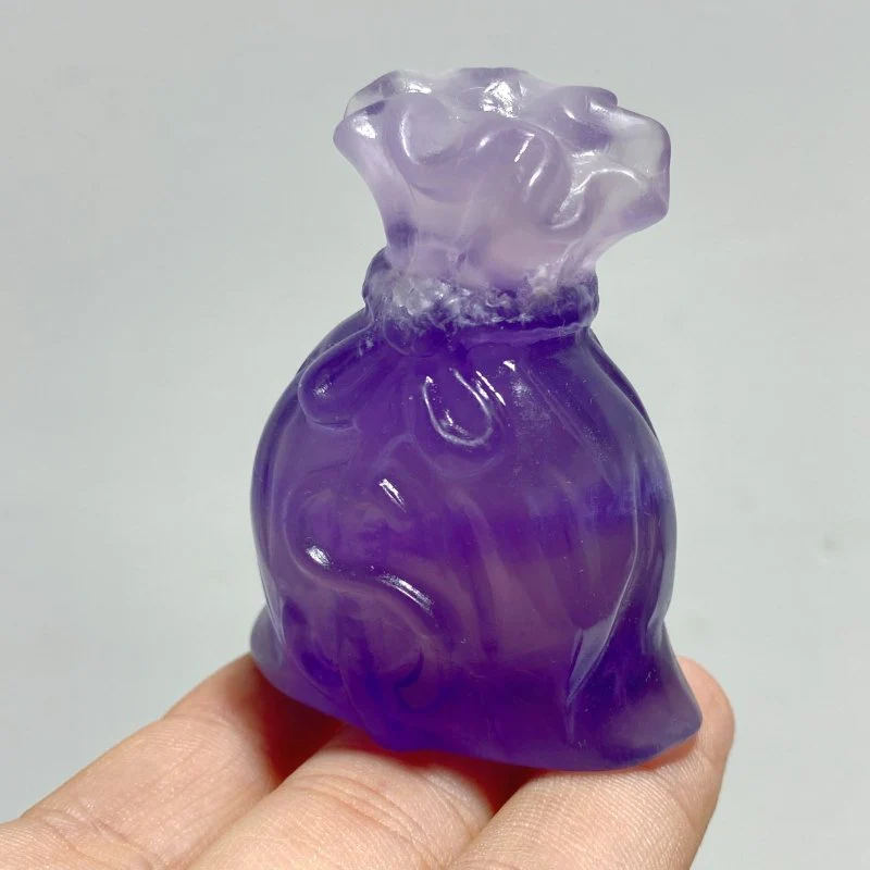 Purple Fluorite Money Bag Carving Wholesale - Image 2