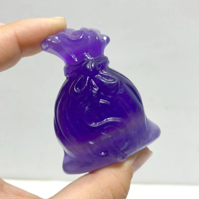Purple Fluorite Money Bag Carving Wholesale - Image 4