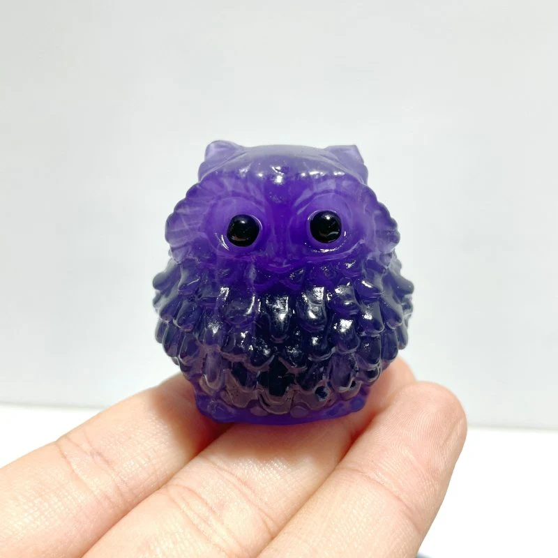 Purple Fluorite Owl Carving Wholesale
