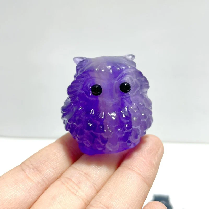 Purple Fluorite Owl Carving Wholesale - Image 4