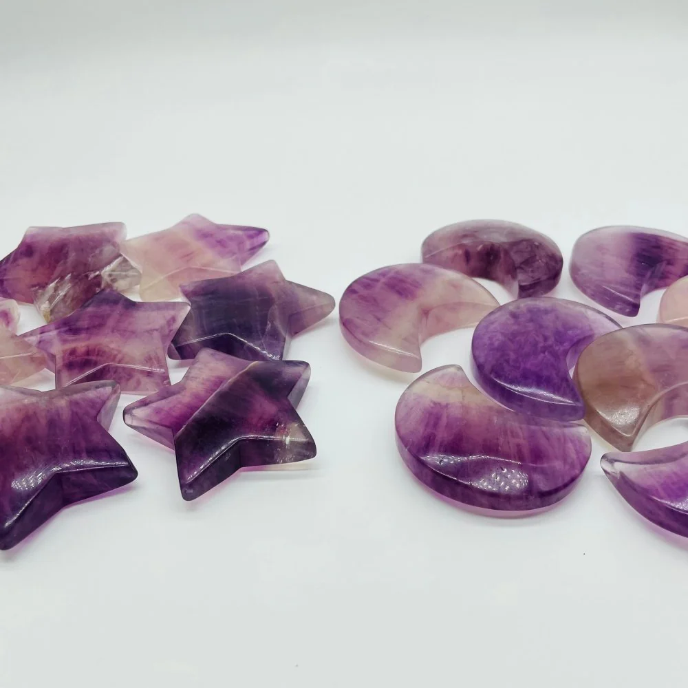 Purple Fluorite Star & Moon Carving Wholesale - Image 2