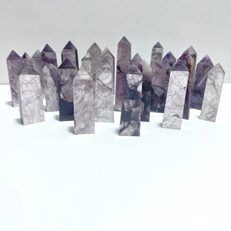 26 Pieces Purple Spark Lepidolite Four-Sided Tower - Image 6