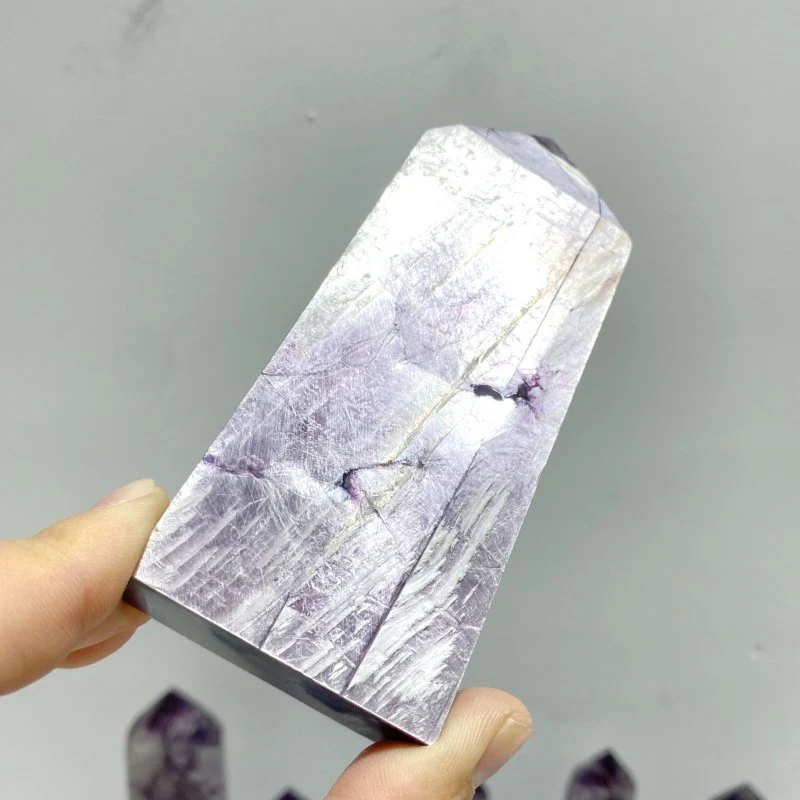 21 Pieces Purple Spark Lepidolite Four-Sided Tower - Image 3