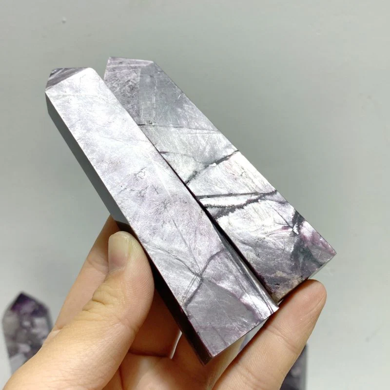 21 Pieces Purple Spark Lepidolite Four-Sided Tower - Image 5