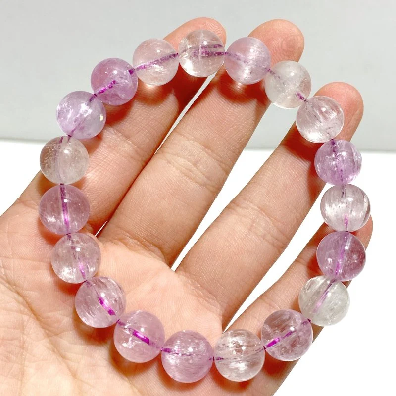 2 Pieces High Quality Clear Flash Purple Spodumene Kunzite Bracelets - Image 4