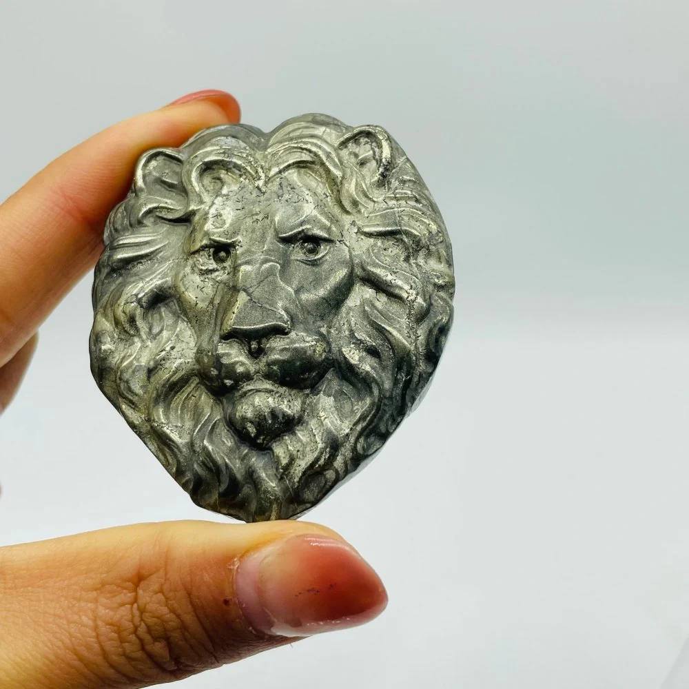 Pyrite Lion Head Carving Wholesale - Image 3