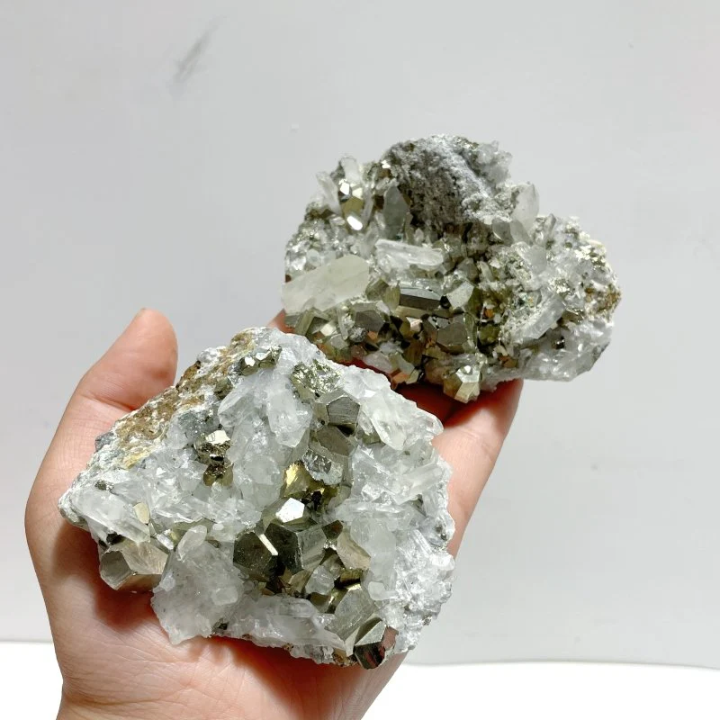 6 Pieces Pyrite Mixed Clear Quartz Cluster Specimen For Collection - Image 6