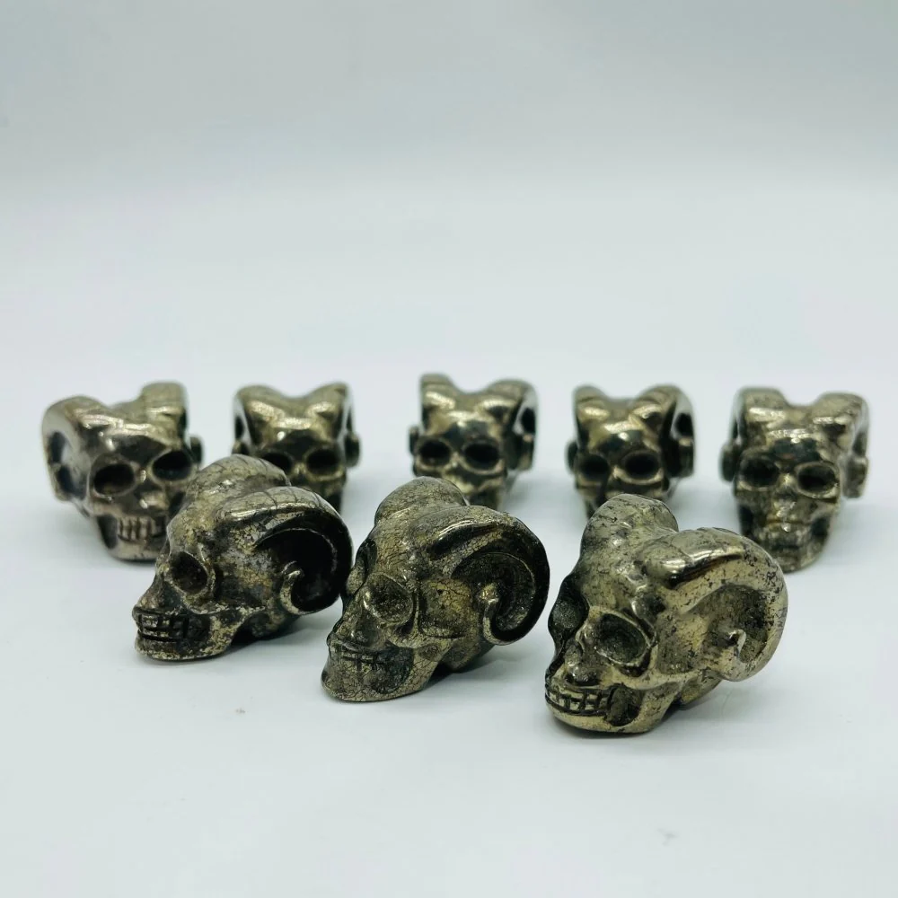 Pyrite Shofar Skull Horned Devil Carving Wholesale - Image 3