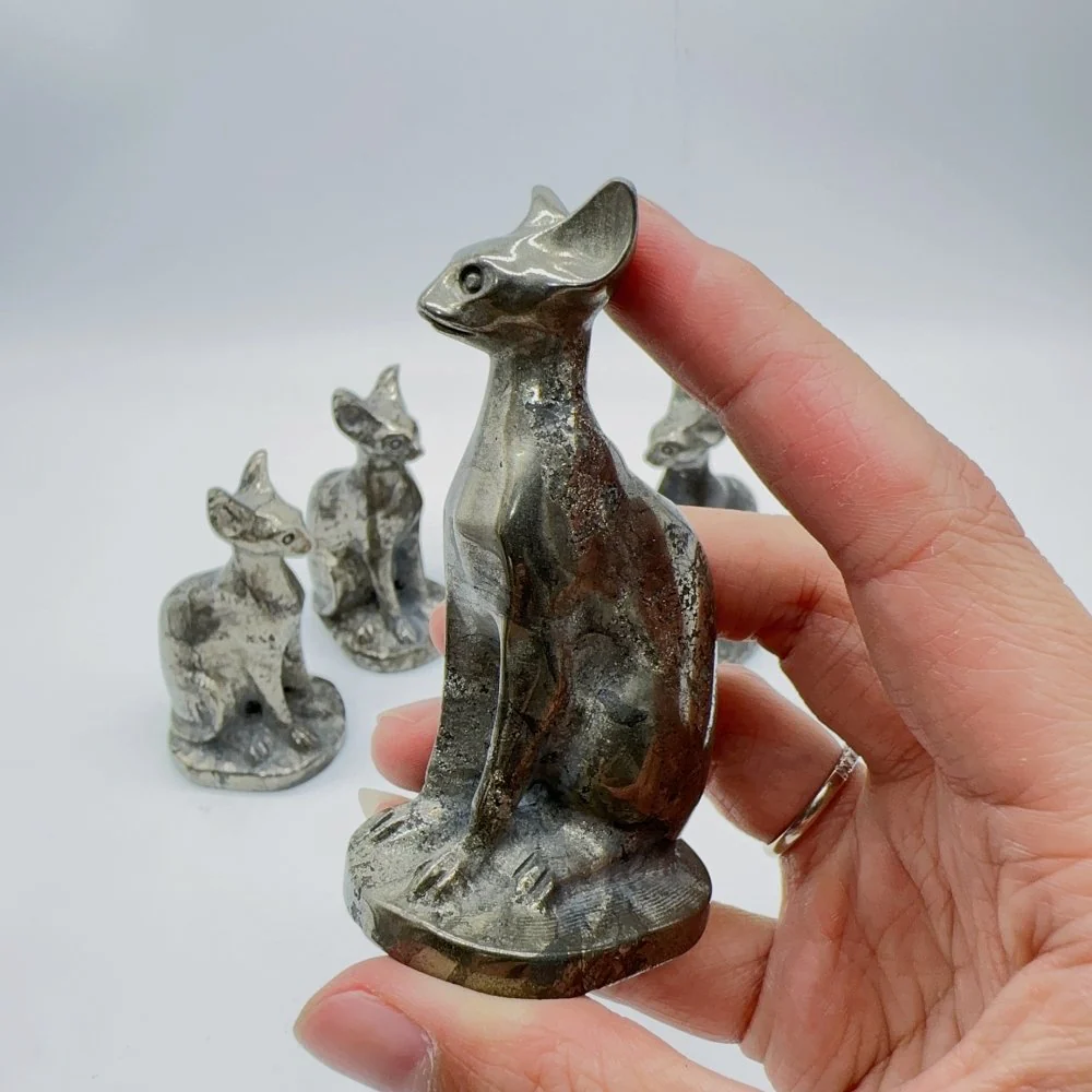 Pyrite Sphynx Hairless Cat Carving Animal Wholesale - Image 4