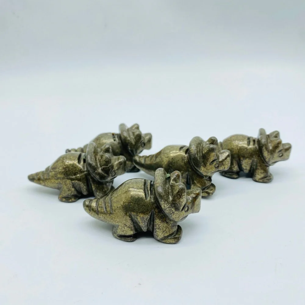 Pyrite Three Horns Dinosaur Carving Wholesale - Image 2