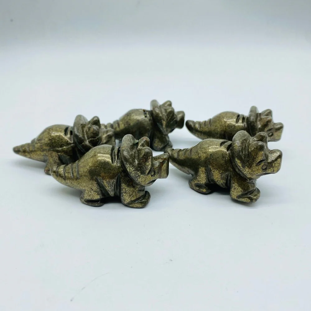 Pyrite Three Horns Dinosaur Carving Wholesale - Image 3