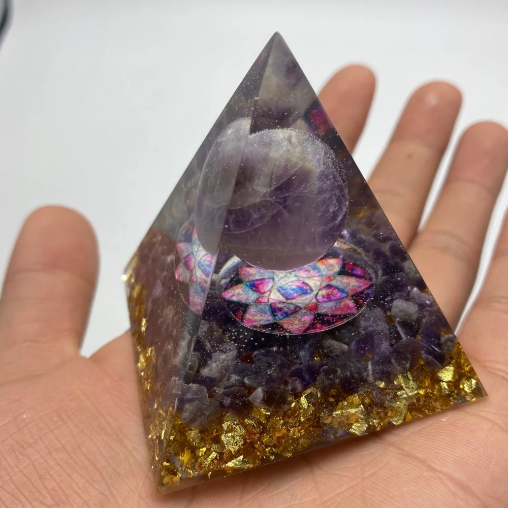Chevron Amethyst Rose Orgone Pyramid Wholesale - Image 3