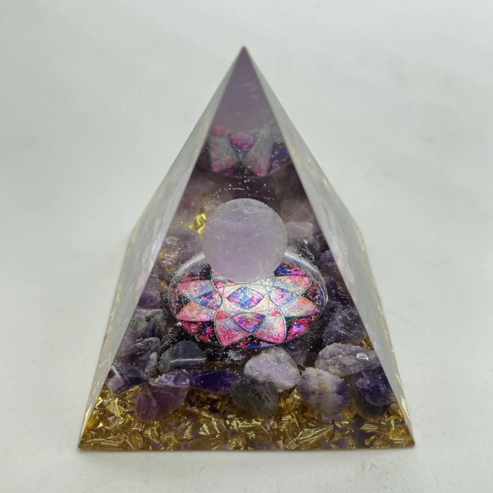 Chevron Amethyst Rose Orgone Pyramid Wholesale - Image 4