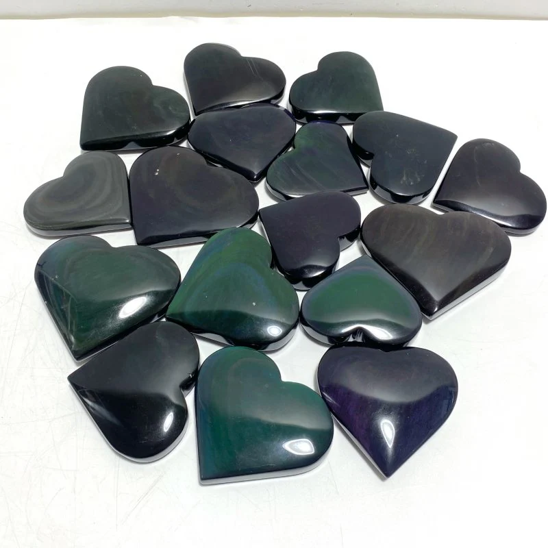 17 Pieces Beautiful Large Rainbow Cat Eye Obsidian Heart