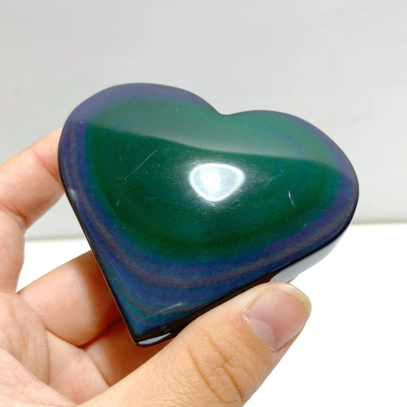 17 Pieces Beautiful Large Rainbow Cat Eye Obsidian Heart - Image 2