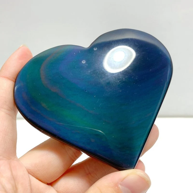 17 Pieces Beautiful Large Rainbow Cat Eye Obsidian Heart - Image 3