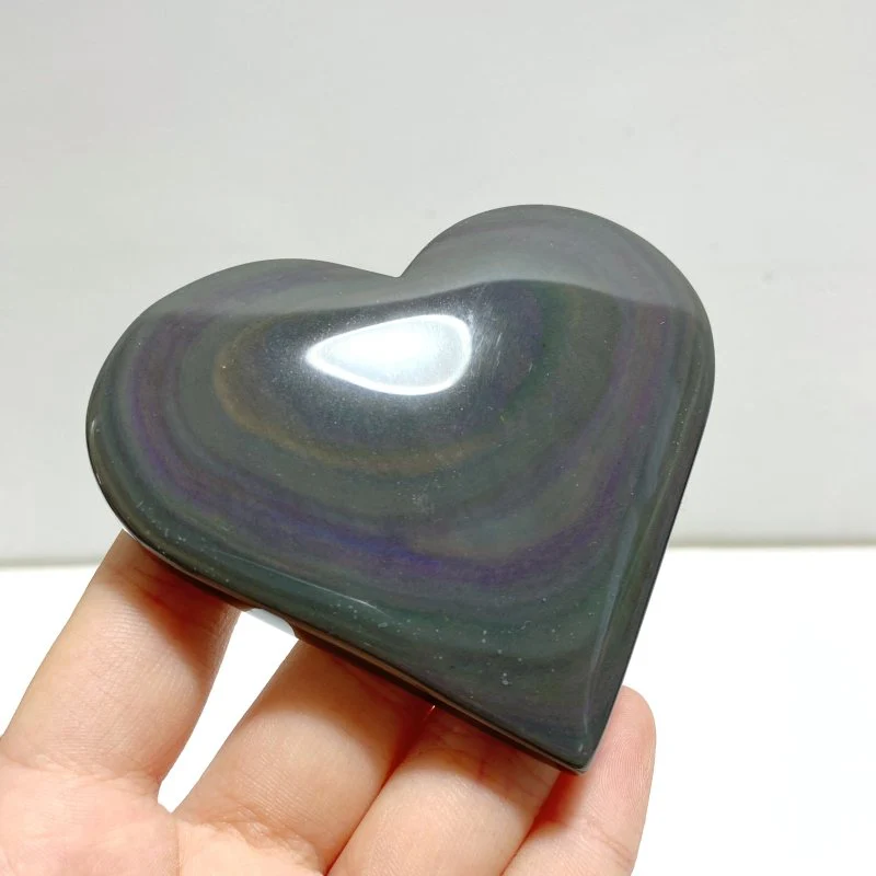 17 Pieces Beautiful Large Rainbow Cat Eye Obsidian Heart - Image 5