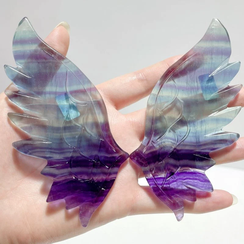 5 Pairs Rainbow Fluorite Angel Wing With Stand - Image 12