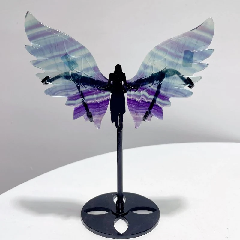 5 Pairs Rainbow Fluorite Angel Wing With Stand - Image 2