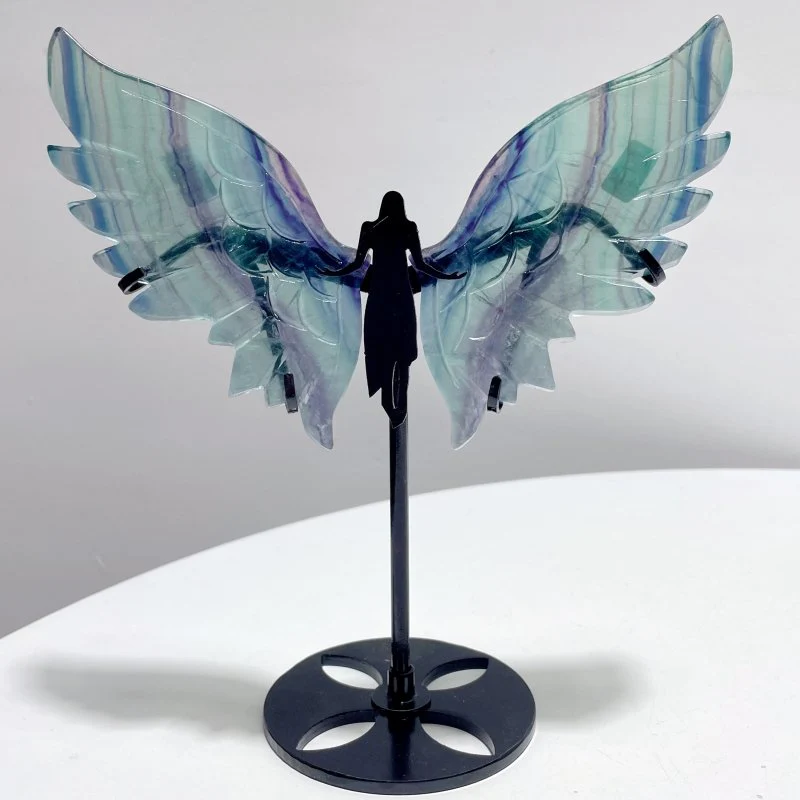 5 Pairs Rainbow Fluorite Angel Wing With Stand - Image 5