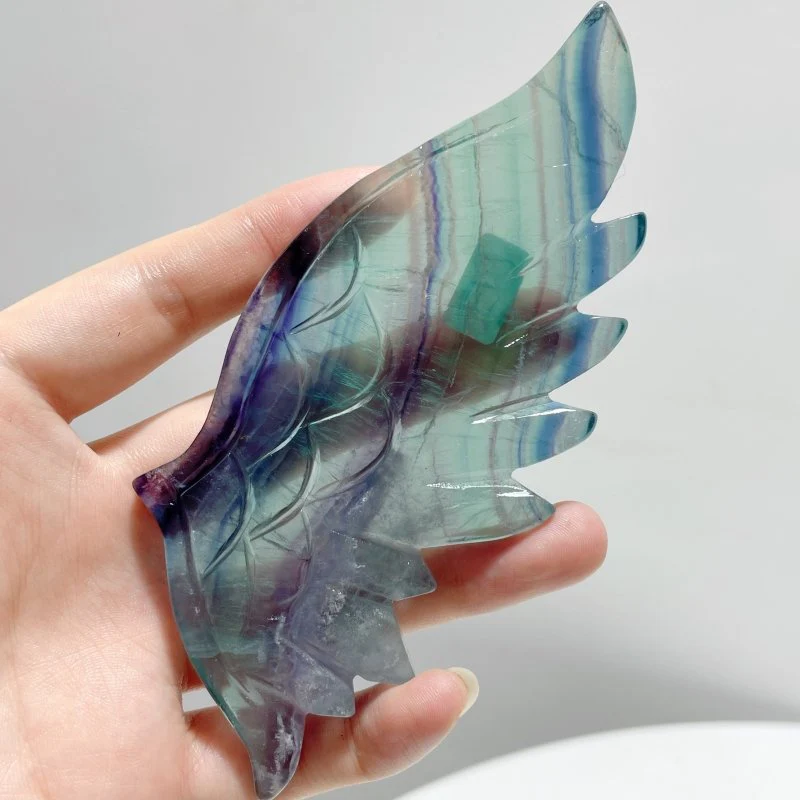 5 Pairs Rainbow Fluorite Angel Wing With Stand - Image 7