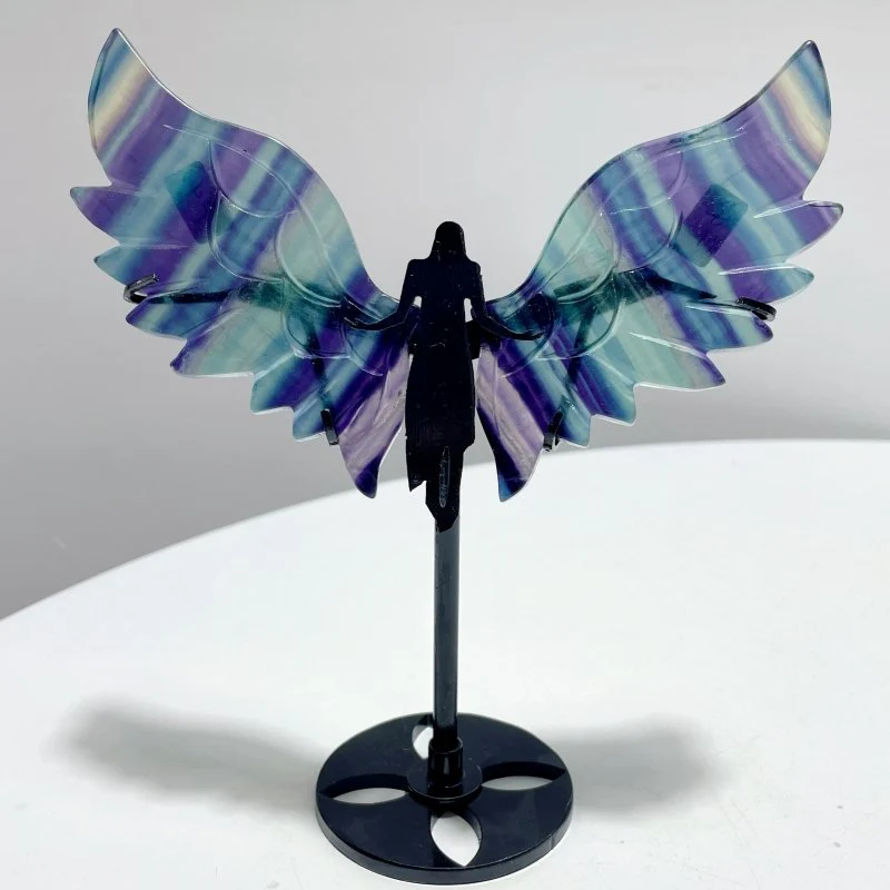 5 Pairs Rainbow Fluorite Angel Wing With Stand - Image 8