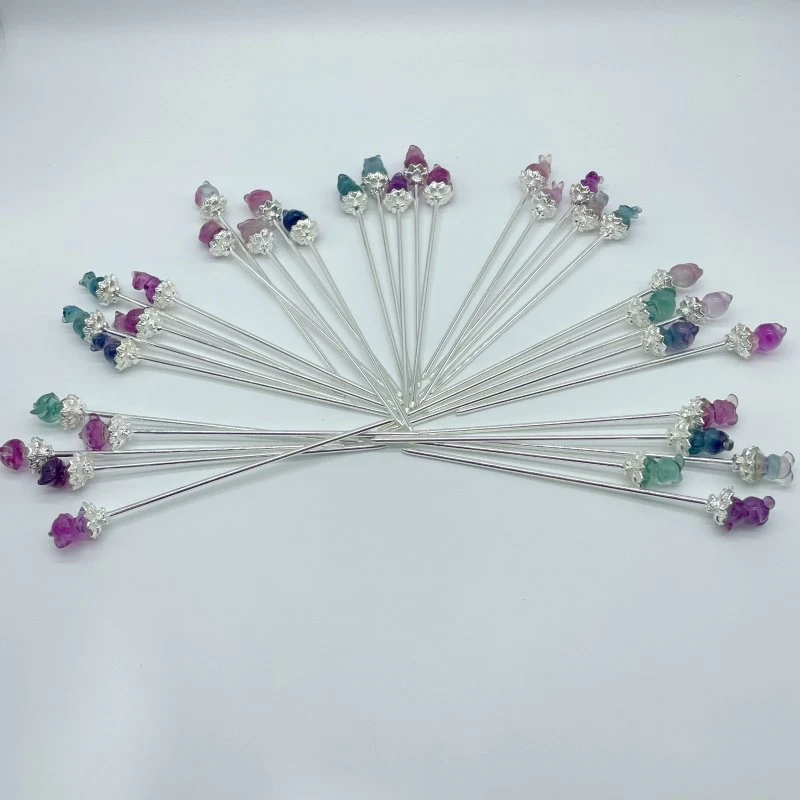 Rainbow Fluorite Animal Hairpin Carving Wholesale - Image 2