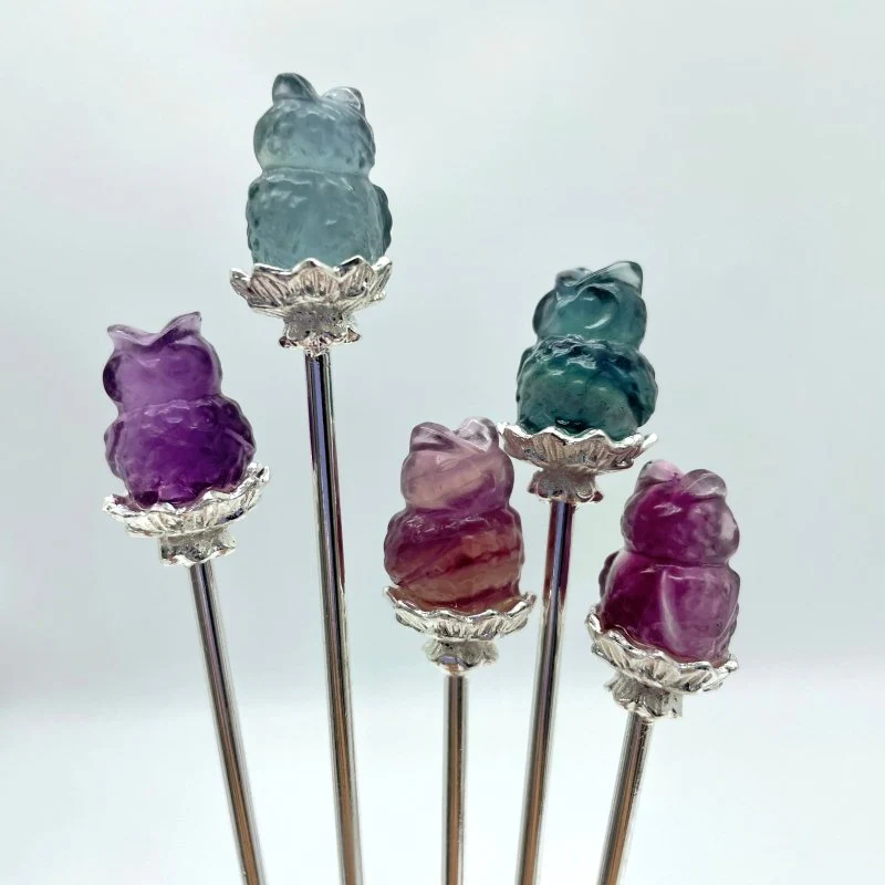 Rainbow Fluorite Animal Hairpin Carving Wholesale - Image 4