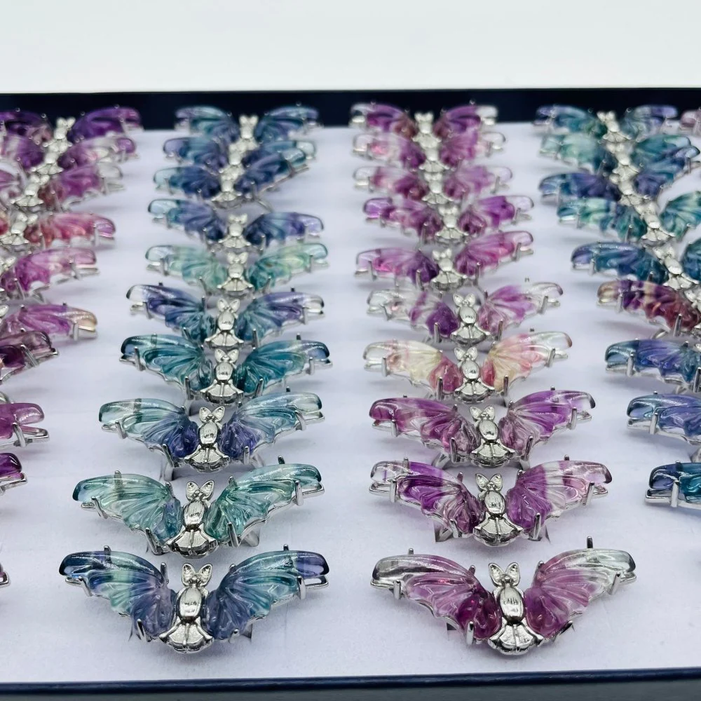 Rainbow Fluorite Bat Ring Wholesale - Image 8
