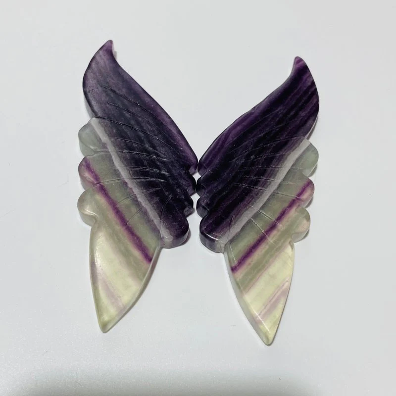 31 Pairs Rainbow Fluorite Butterfly Carving (A1BTF) - Image 2