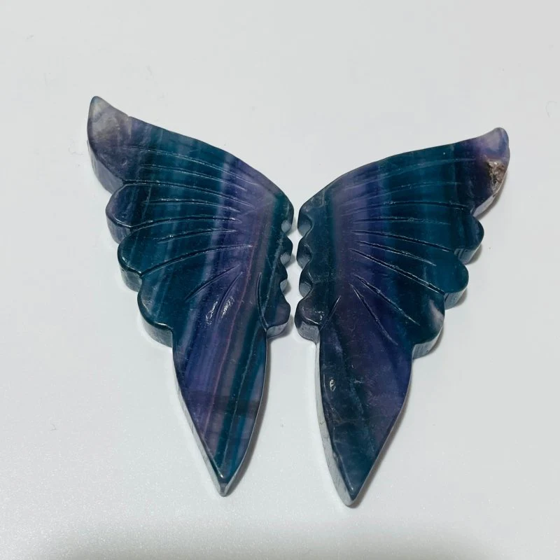 31 Pairs Rainbow Fluorite Butterfly Carving (A1BTF) - Image 8