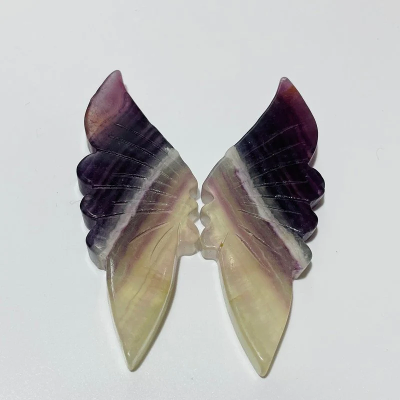 31 Pairs Rainbow Fluorite Butterfly Carving (A1BTF) - Image 9