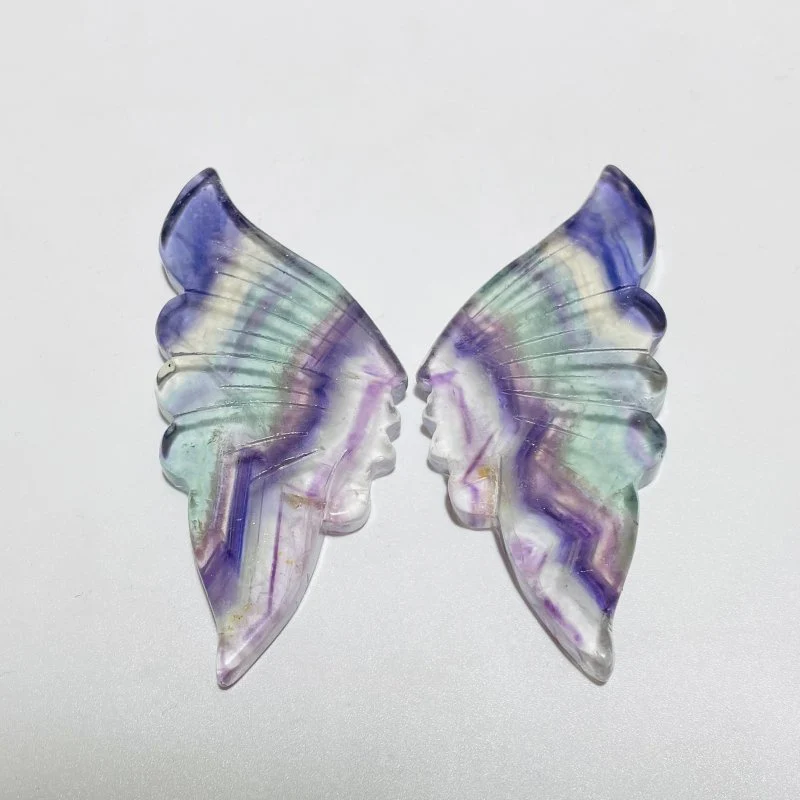 42 Pairs Rainbow Fluorite Butterfly Carving (A2BTF) - Image 4